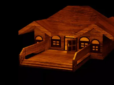  Wooden house 3d model Low poly Free low-poly 3D model