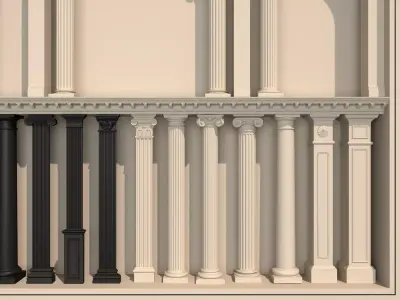 Classical Columns pillar decorate Low-poly 3D model