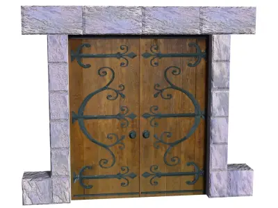Door wooden wide 3D model