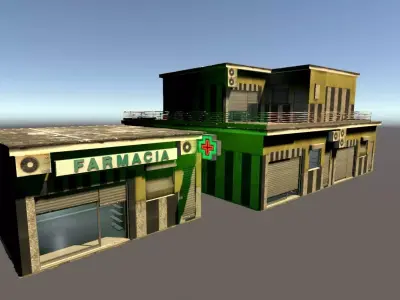 City-pharmacy box Low-poly 3D model