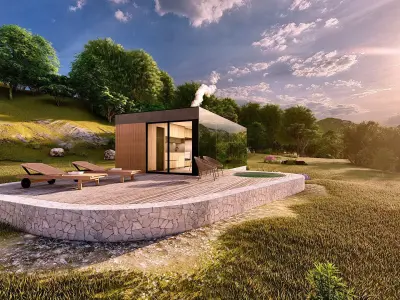 modern mobile home tiny house vacation house on 40m2 Alekseja 40 Low-poly 3D model