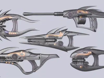 Alien blaster collection 3D Model Pack