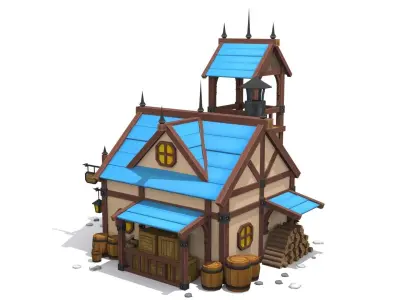 cartoon house Low-poly 3D model 15