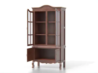 Antique Wooden Display Cabinet 02 Low-poly 3D model