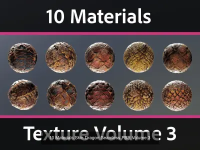 100 Materials Skin Dragon Seamless PBR Pack 1 Texture