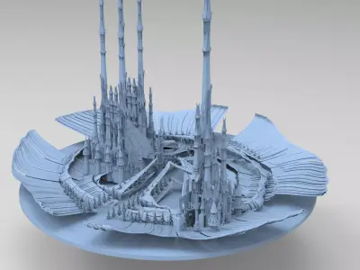 Sci fi Winter Island floating 3  3D model