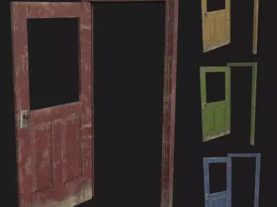 Door old 2 pbr Low-poly 3D model