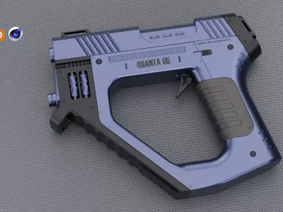 Quanta 05 SciFi Concept Futuristic Handgun Violet Color 3D model