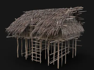  NEXTGEN TRIBAL JUNGLE PRIMAL HUT HOUSE REED TREE SURVIVAL Low-poly 3D model
