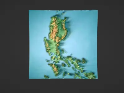 Luzon Island  Map Topography Low-poly 3D model