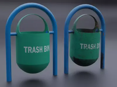 Trash bins Low-poly 3D model
