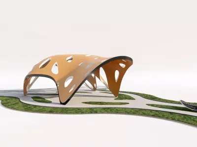 Modern Organic Lattice Structure Pavilion Low-poly 3D model