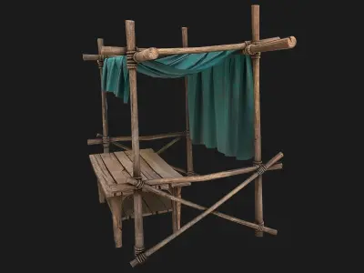 Market Stalls Blue Tent Low-poly 3D model