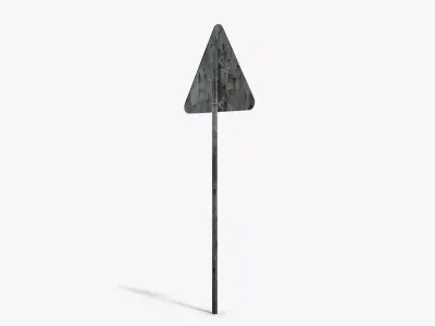 Damaged Road Work Sign Low-poly 3D model