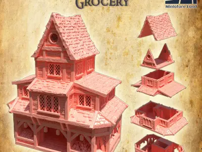 Medieval Grocery House 28 mm Tabletop Terrain 3D print model