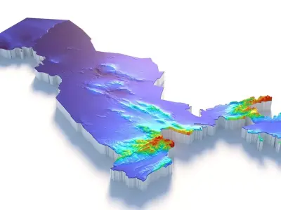 Uzbekistan Terrain country  3D model