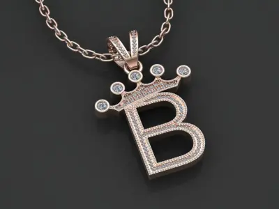 B letter pendant 3D print model