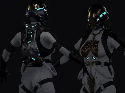 Space Girl Low-poly 3D model