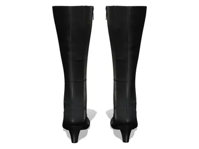 Black Mid Heels Buttoned Up Calf Boots Low-poly 3D model