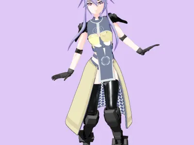 Cybernetic Anime High Poly Model - Type 01 3D model