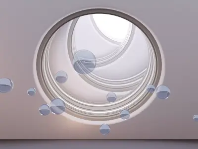 laboratory empty room with circular window 3D model