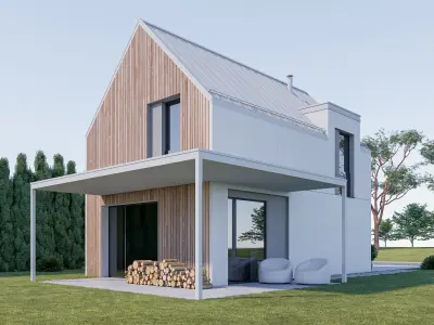 Family House 26 - Created with fully parametric Revit Families Low-poly 3D model