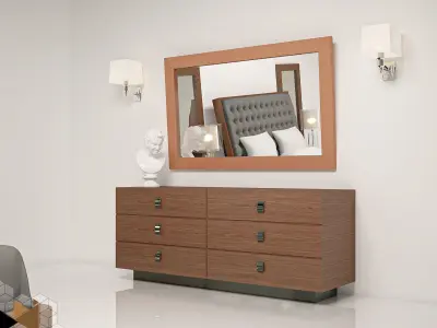 Giorgio sunrise Bed Set with Dressing Mirror 3D model