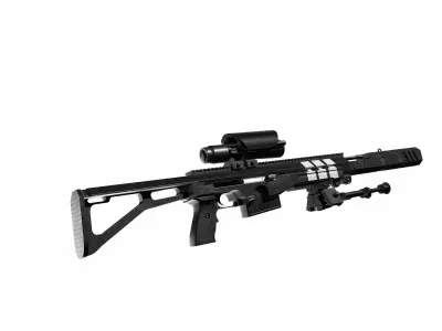 Modern Sci-fi Sniper Rifle AAA FPS Game Ready Weapon Asset  Low-poly 3D model