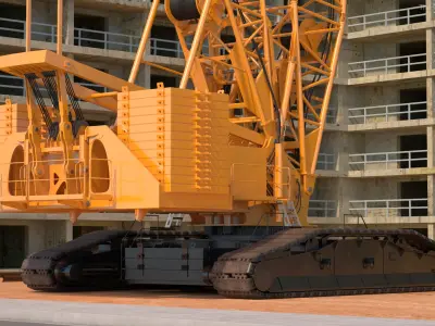  Heavy Lifting Crawler Crane Yellow Rigged for Maya 