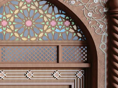 islamic arabic door and windows element set 583 3D model