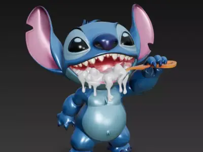 Stitch - Collectable figure 21 brushing teeth Free 3D print model