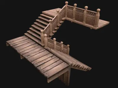 Staircase Flights of stairs Medieval Pack Low-poly 3D model