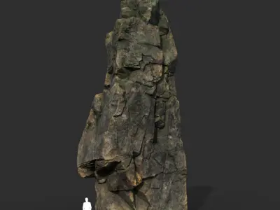 Low poly Gray Mossy Cliff Modular 211126 Low-poly 3D model