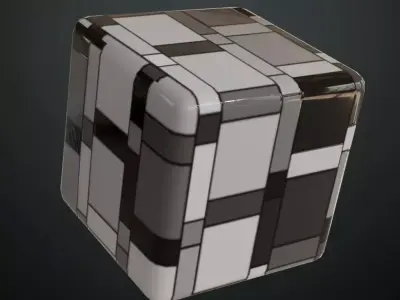 Modern Abstract Mondrian-Style Geometric Tiles PBR Seamless Texture