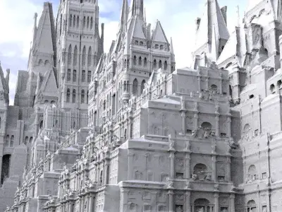 Wizarding world Fantasy school architecture Kit bash 3D model