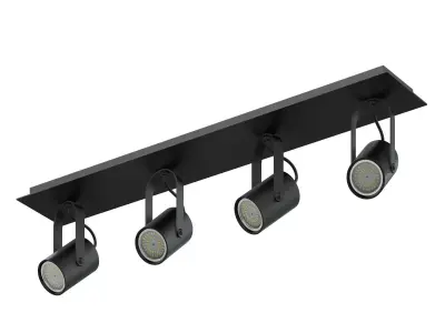 Black Quadruple Lights 3D Model 3D model