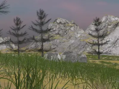 Summer Mountain view Textures Low-poly 3D model Low-poly 3D model