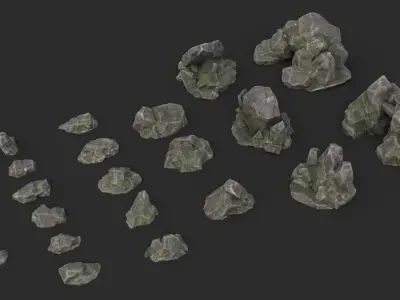 Rocks Pack 1 - Grey Jagged Stone Low-poly 3D model