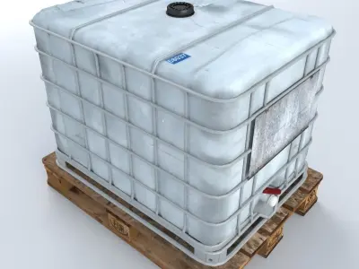 Liquid Plastic Tank on Pallet 3D model