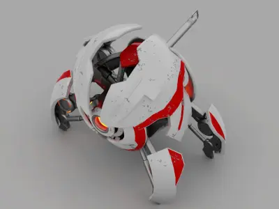 Ball robot rigged - animated character 3D model