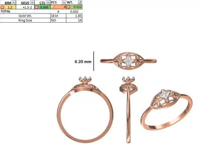 Women Light Weight Ring STL OBJ FBX JCD Details 3D print model
