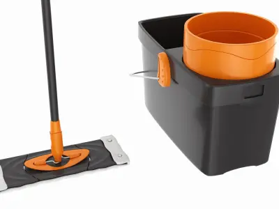 Clean floor wiper and bucket with wringer 3D model