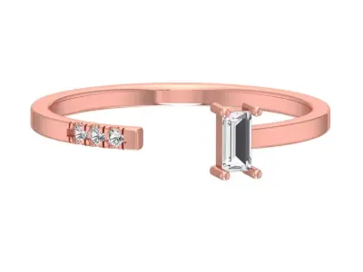 Solitaire Women Light Weight Baguette stone Band Ring 3D print model