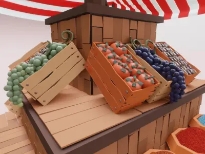 Market in desert  3D model