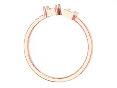 Solitaire Women Light Weight Princess Baguette stone  Band Ring 3D print model