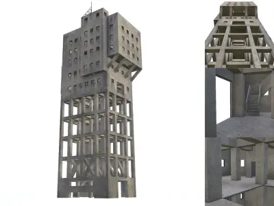 Game-ready Anti-Zombie Fortress - Shime coal mine  Low-poly 3D model