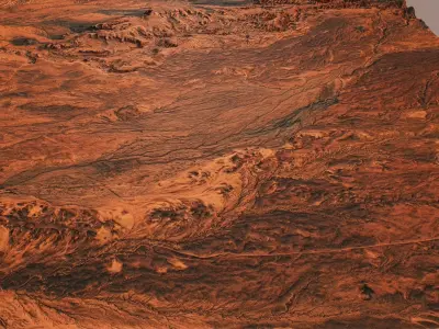 Mars Planet Landscape Desert Terrain Valley 10x10km PBR 04 Low-poly 3D model