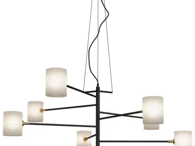 Chandelier modern with six shades 3D model