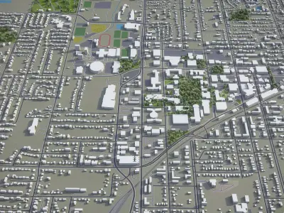 Bloomington - City 3D Model Low-poly 3D model
