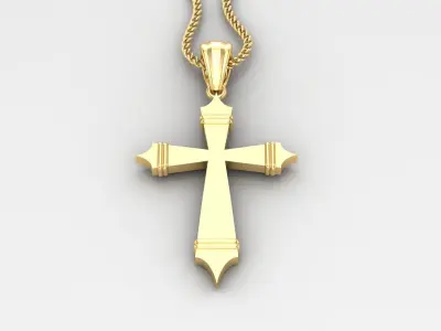 Light Gold 18K Cross Pendant 2CP078 3D print model